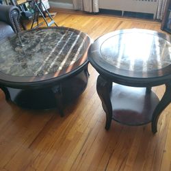 Nice Tables  wood with marble top