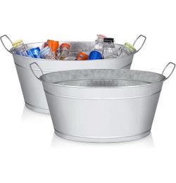 Galvanized Beverage Tubs – Set of 2 – Brand New