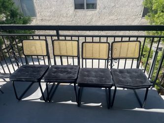 4 chairs. Blue suede.