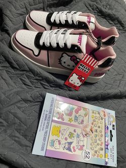 Hello Kitty Sneakers With Nail Art & Stickers New