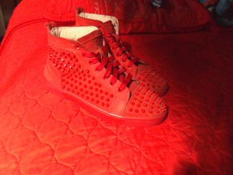 red bottom high top beat up