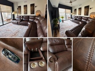 Luxury Brown Leather Power Reclining Sectional – Originally $4,500