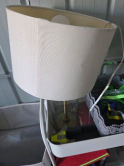 Table Lamp with White Fabric Shade