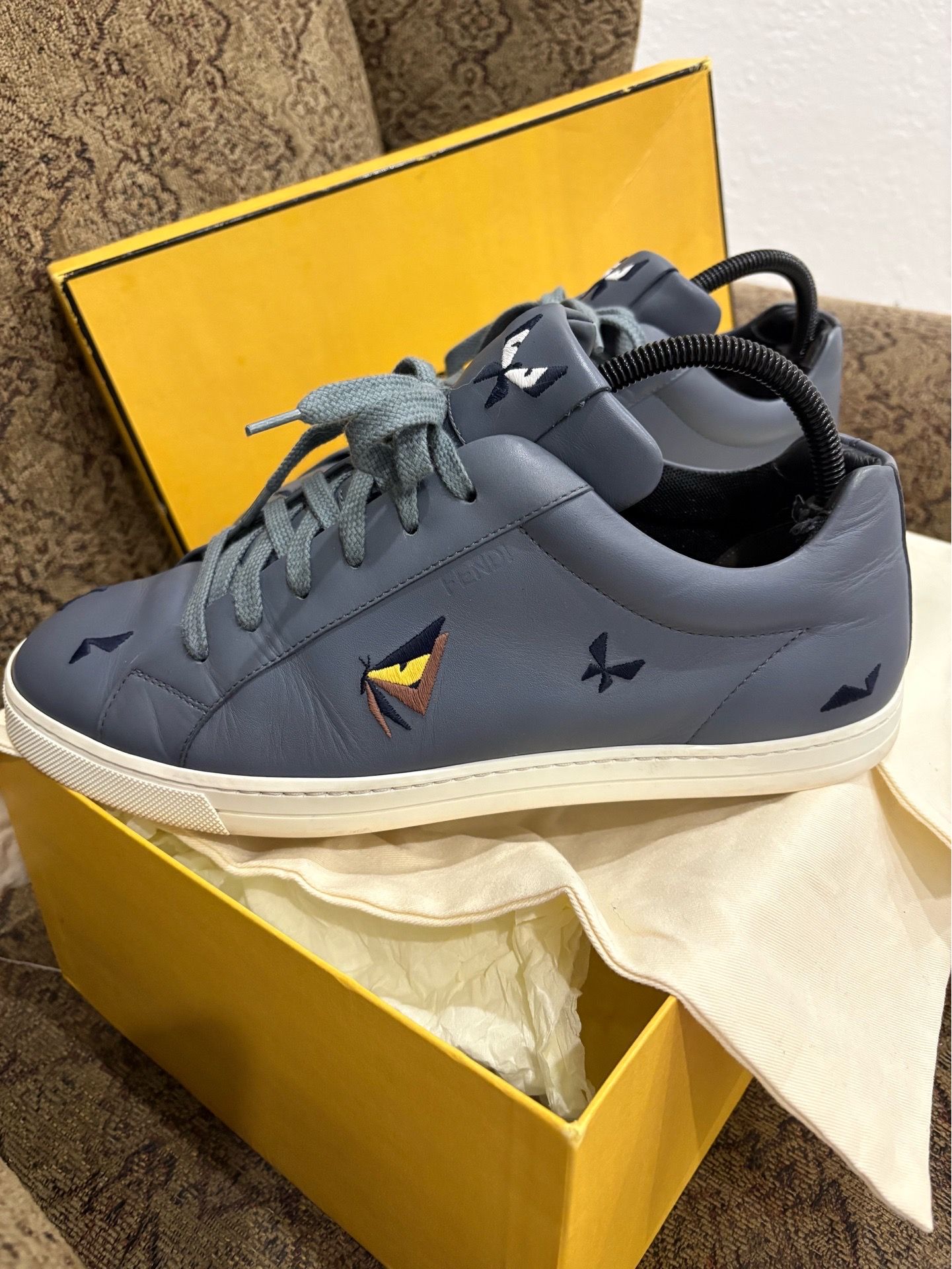 Fendi gray leather sneakers