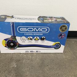 🛴 GOMO 3-Wheel Kids Scooter – Brand New in Box  Brand new GOMO 3-wheel scooter, never used.   Still new in the original box.  • 3-wheel design for be