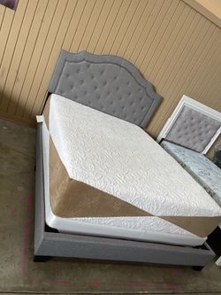 Queen bed frame with mattress