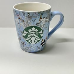 STARBUCKS Wild Zoo ANIMALS Happy BIRTHDAY Blue Coffee Tea Mug Cup 10 oz 2020
