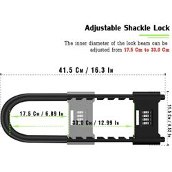 4 Digit Combination Padlock,Heavy Duty Anti Theft U-Shape Security Code Lock with Adjustable Shackle,for Bicycles, E-Bike,Mountain Bike,Road Bike,Gate