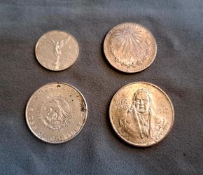 Mexican silver coins 1944, 1955, 1977, 2002