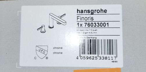 Pair Of Hansgrohe Finoris Widespread Faucet 110 with Pop-Up Drain, 1.2 GPM