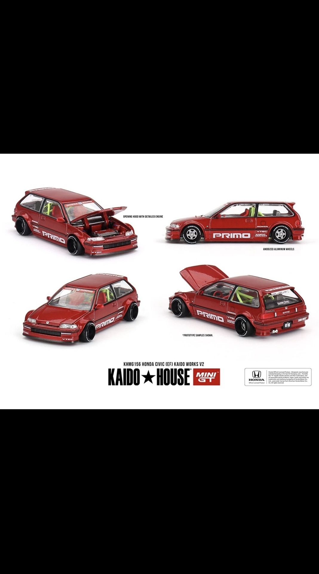 Kaido House x Mini GT Honda Civic (EF) Kaido Works V2- M Red #156 1/64