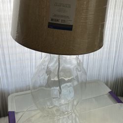 Clear Glass Base Table Lamp With New Shade 