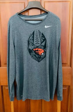 OSU XXL Beavers Football Nike Tee Men's Long Sleeve Grey Shirt Dri-Fit