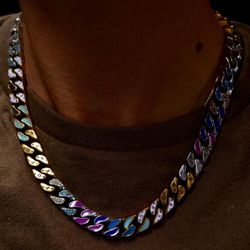 LOUIS VUITTON Collier Chain Links Patches Multicolor TWO SIDES - colored and gold/silver - Necklace Mens Womens 