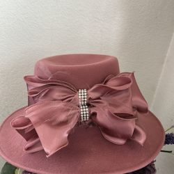GORGEOUS PINK WOOL HAT W/BOWS $30.00