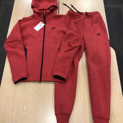 New Nike Tech Fleece SET Hoodie Jacket Pants Joggers Sweats Red Men’s XS