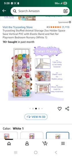 Stuffed Animal Storage Zoo Holder Space Save Vertical PVC with Elastic Band and Net for Playroom Bedroom Nursery (White 1
BOX LITTLE BIT DAMAGED BUT I