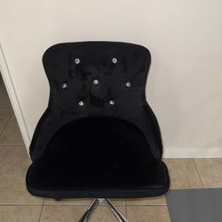 Black Velvet Desk Chair With Diamond Buttons 