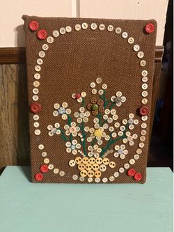 Vintage textile and button art