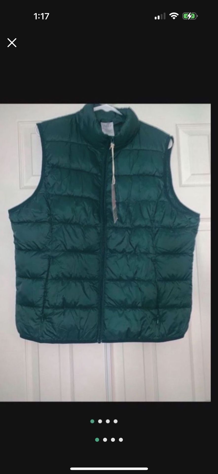 NWT WOMENS LARGE LIGHT QUILTED  PUFFER VEST GREEN 
