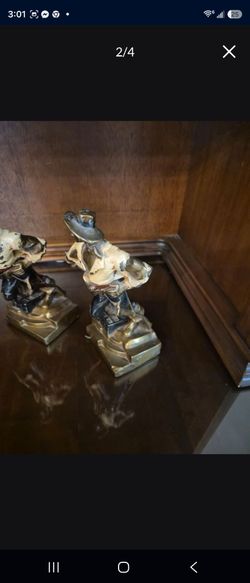 Bronze bookends, vintage, pirates, marked