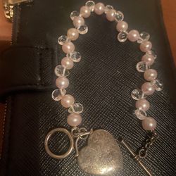 Tiffany& Crystal Sterling And Genuine pearls Bracelet