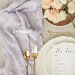 Hand-dyed Lavender Boho Wedding Cheesecloth Table Runners
