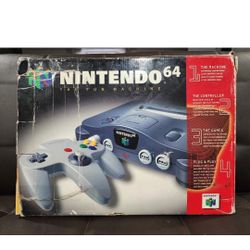 Nintendo 64 System In Box Console, Controller And Cords