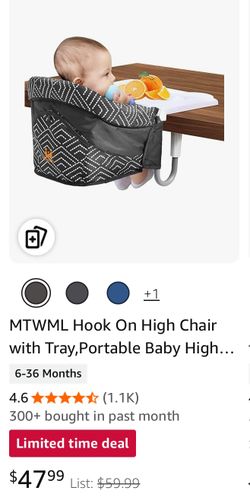 MTWML Hook On High Chair with Tray,Portable Baby High Chair That Attaches to Table