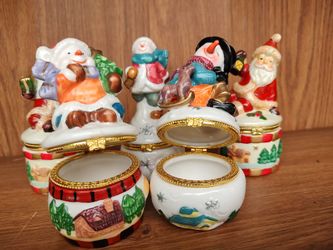 Christmas Ceramic Trinket Boxes Set of 5
