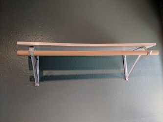 3foot White shelf w hanger rack and a straight white 4ft shelf for $10