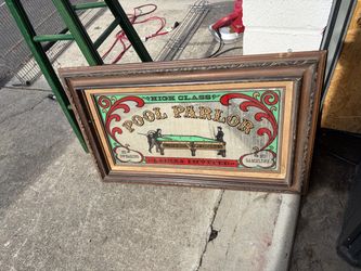 High Class Pool Parlor Framed Bar Mirror Sign
