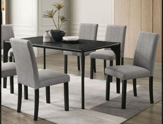 Brand New Black & Grey 7pc Dining Table Set