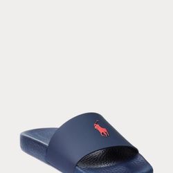 POLO Ralph Lauren Signature Pony Slide Navy Blue Red