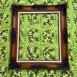 Vintage Large Victorian Style Brown Wood Ornate Picture Frame