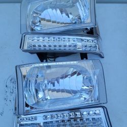 99-04 Ford F250-F550 00-04 Excursion LED Headlights Luces Micas Calaveras Faros Faroles Focos