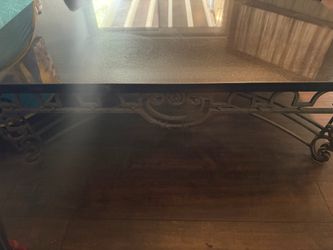 Granite Top Wrought Iron Base Large Coffee Table