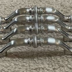 Set Of 4 Silver Metal Drop Bail Pull Handles Knobs DIY Project
