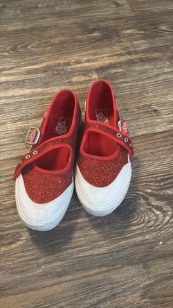 Sparkling red vans shoes size kids 3.0