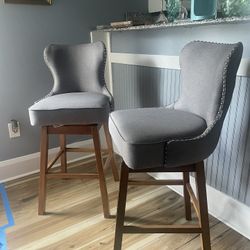 Grey Nailhead Barstools 