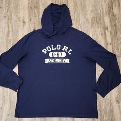 Polo Ralph Lauren Lightweight T-shirt Hoodie Mens XL relaxed fit Navy blue. 