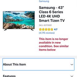 OBO Samsung - 43" Class 6 Series LED 4K UHD Smart Tizen TV