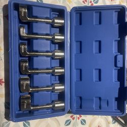 6pc Diesel Injector Line Socket Wrench Set, 1/2" Dr Fuel Line Disconnect Tool Kit with 12 14 16 17 18 19mm Sizes, L-Type High Pressure Fuel Line Socke