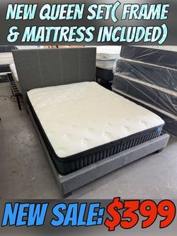 NEW QUEEN SET( FRAME & MATTRESS INCLUDED)