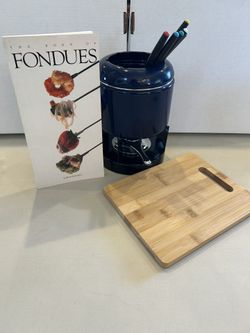 Fondue set with book and cutting board