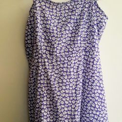 Purple Tie Strap Short Floral Dress Ruffle Bottom Easter Spring Size XL