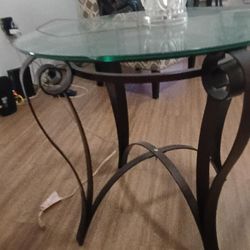 Metal And Glass Coffee Table And End Tables