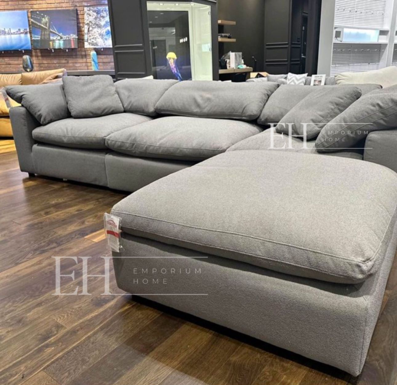 Grey Boucle 4 Piece Sofa Sectional