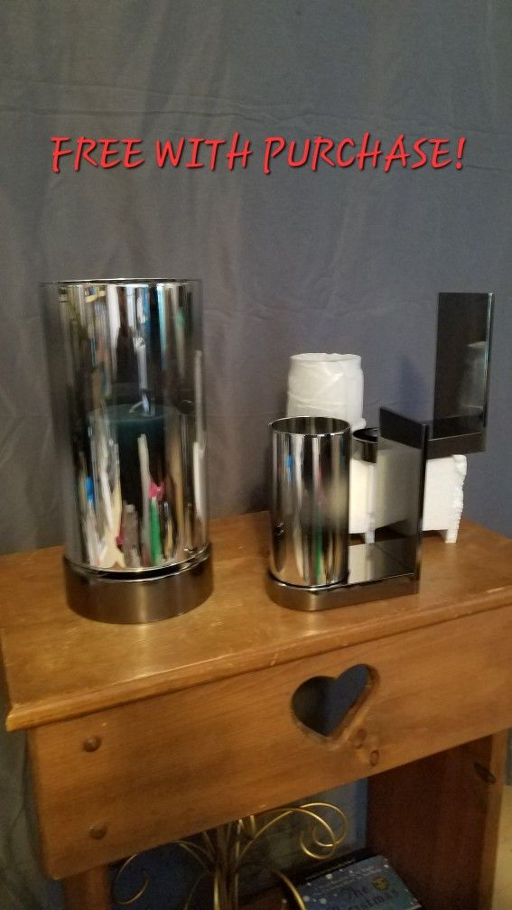 Free -  3pc frosted / mercury glass candle decor