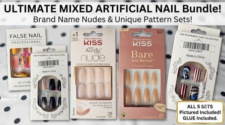 Ultimate Mixed Artificial Nail Bundle – Brand Name Nudes & Unique Pattern Sets (Lot of 5)